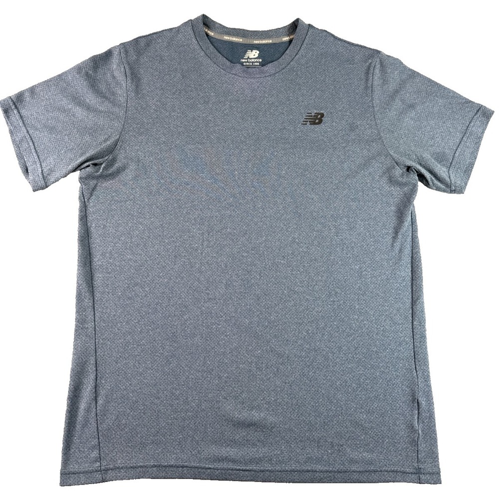 New Balance Mens M Slate Blue Performance Athletic Tee Short Sleeve Mesh Running